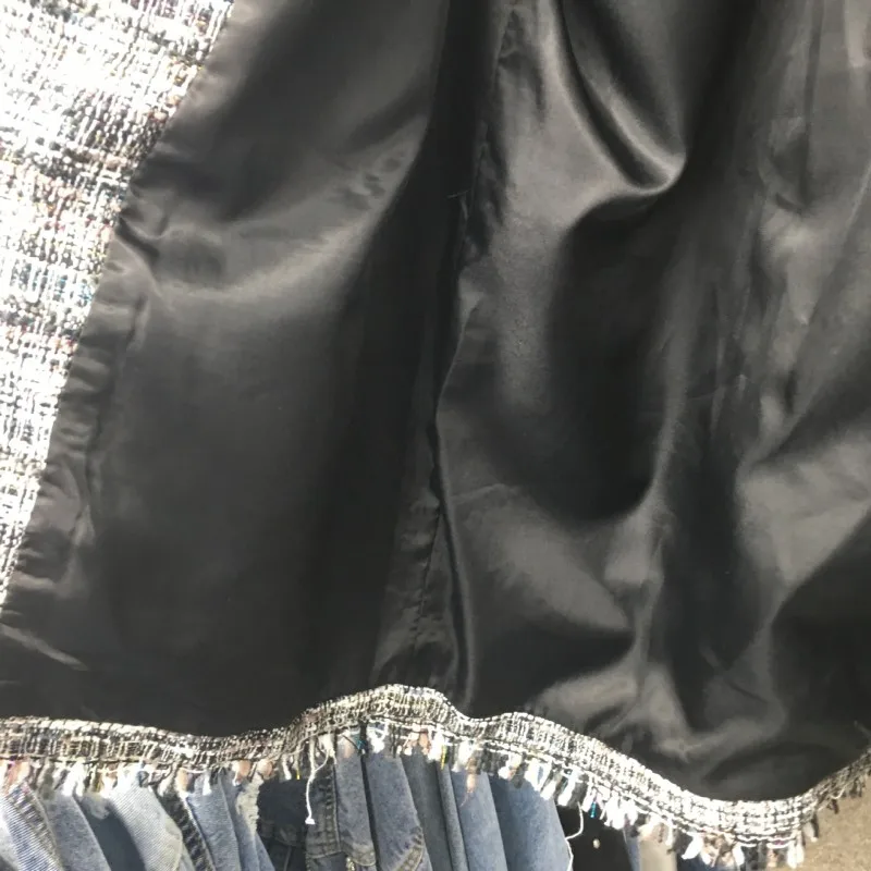 

Autumn New Long Sleeve Fake Piece Womens Tweed Jackets Office Ladies Fashion Single Breasted Slim Fit Outerwear Coats Streetwear