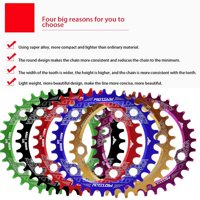 

Bicycle Crank Crankset Tooth Round 104BCD Bicycle Chainwheel 32T 34T 36T 38T MTB Ovalsize Chainring Bike Parts Cycling Equipment