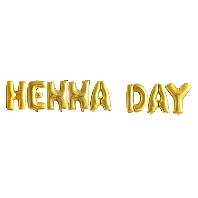 

8pcs/lot 16 inch Rose Gold Silver Henna Day Letters Foil Balloons Air Balloon Party Supplies Globos Banners