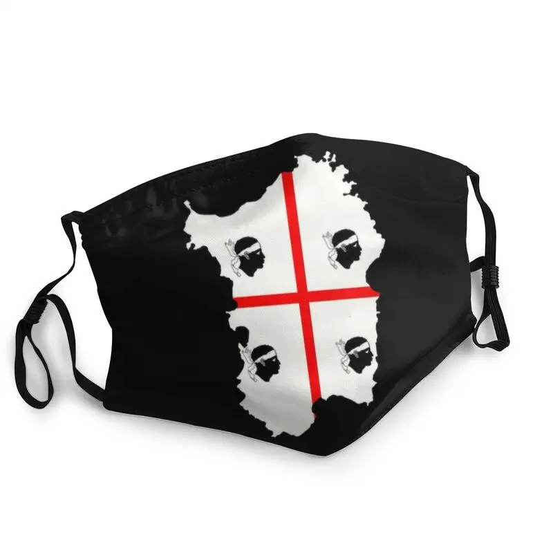 

Quattro Mori Sardinia Flag Map Mask Dustproof Breathable Italy Sardegna Face Mask Protection Cover Adult Respirator Mouth-Muffle