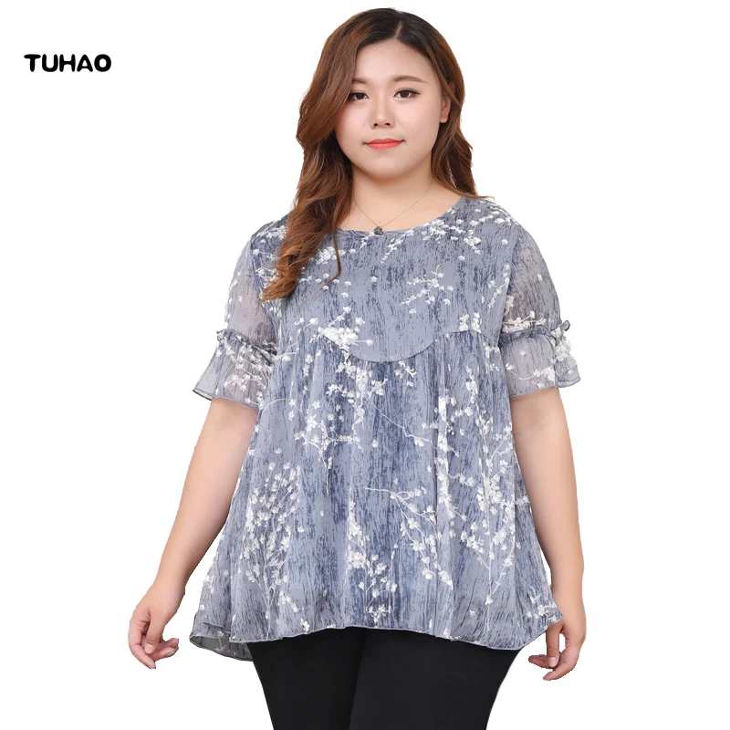 TUHAO летние блузки размера плюс 10XL 9XL 8XL для женщин рубашки мальчиков верх с