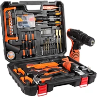 power tools combo kit tool set with 60pcs accessories toolbox 16 8v cordless drill for home repair tool kits 2 battery