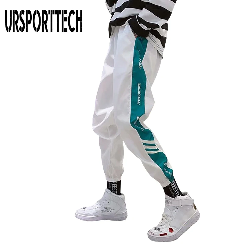 Джоггеры мужские в полоску по бокам брюки уличная одежда модные спортивные штаны
