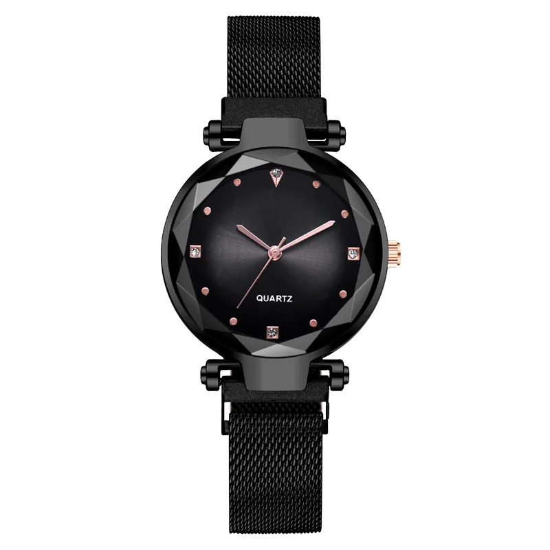 

Casual Ladies Watch Fashion High Quality Watches For Women Black Alloy Magnet Strap Diamond Quartz Wristwatches Relogio Feminino