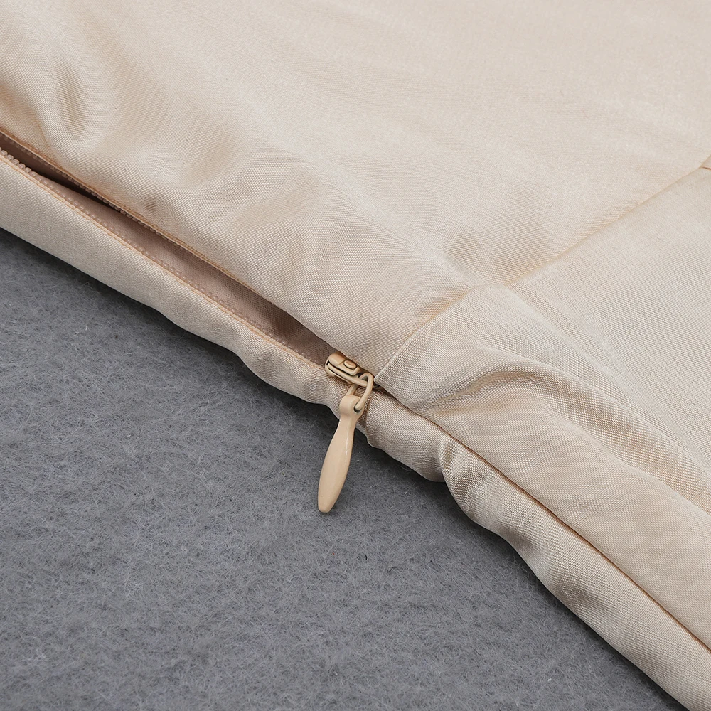 

Love Aing Summer Ladies Fashion One-shoulder Beige Dress Sleeveless Folds Slim Satin Female Elegant Designer Dress 2021