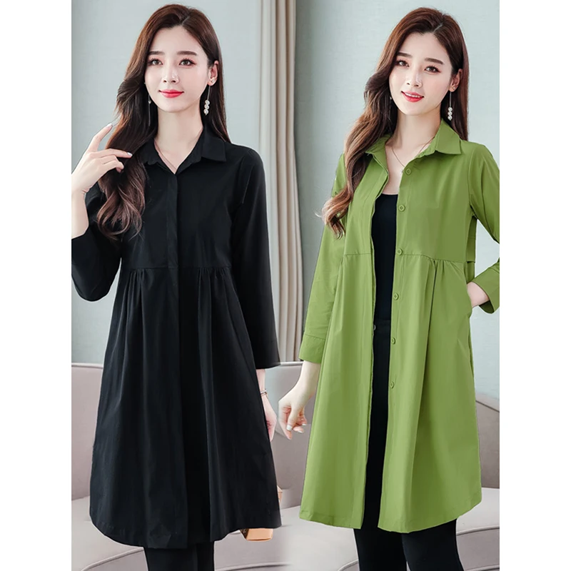 Женский однобортный Тренч однотонное повседневное пальто красного черного