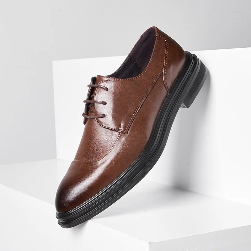

Men's Leather Shoes Quality Fashion Lace-Up Oxford Shoes British Business Office Casual Shoes Outdoor Wedding Men Formal Shoes