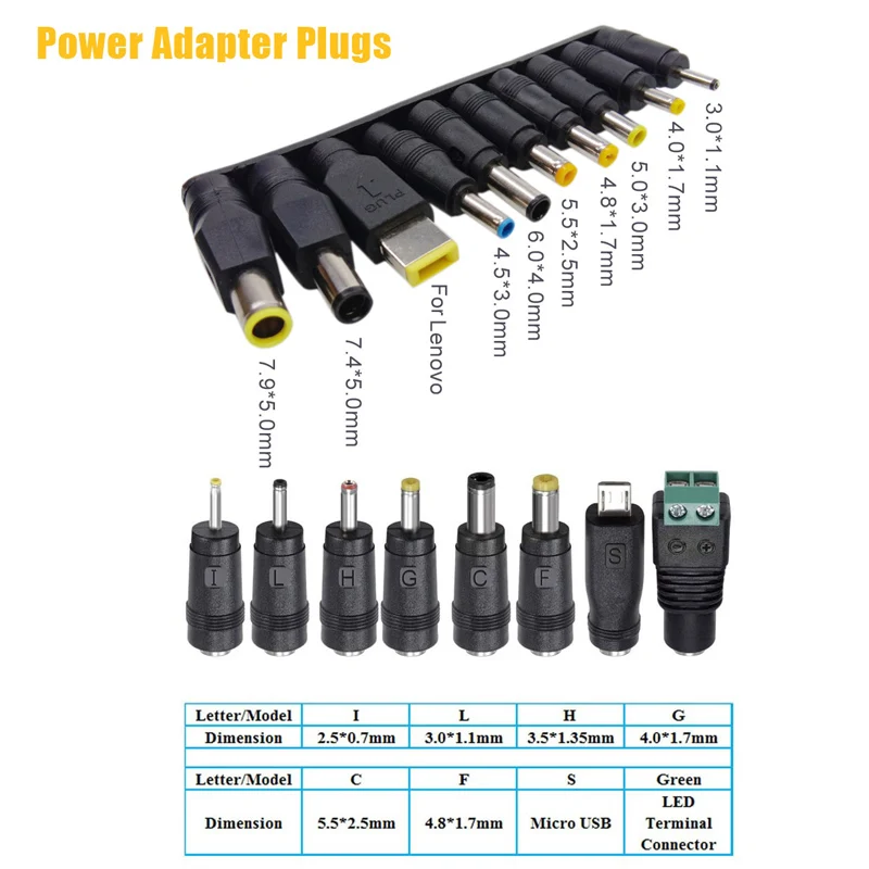 

AC DC Adapter Plug Connector DC Female Male Connect JACK Universal Power Adapter Plug 5.5MM*2.1MM 2.5MM Different Size Connector