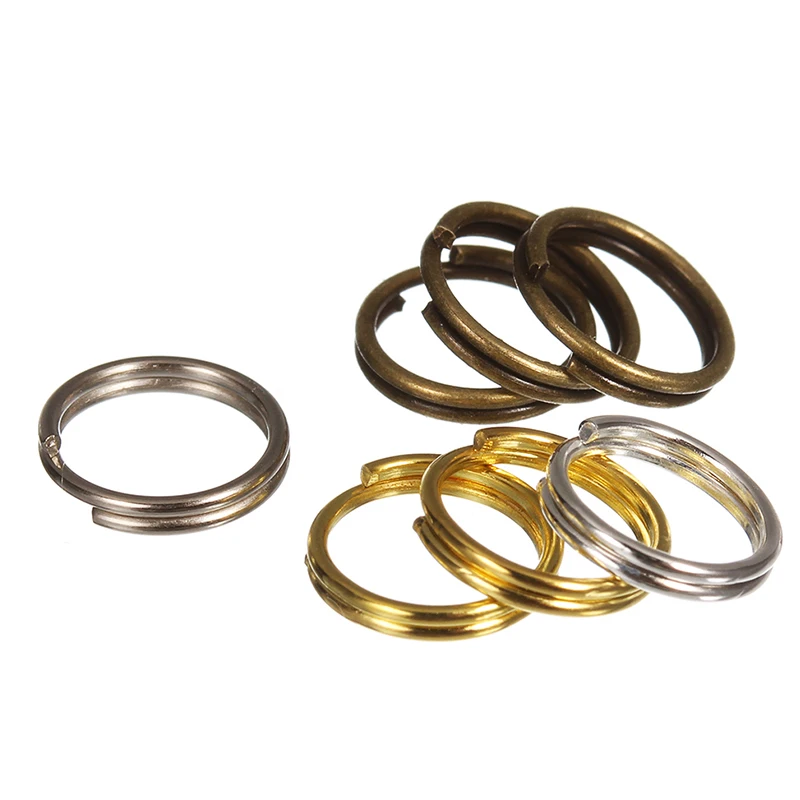 Незамкнутые соединительные кольца золотого цвета разрезные с двойными петлями