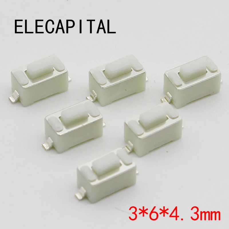 

100 шт., 2-контактный SMD 3X6X4.3MM тактильный такт, кнопка, микро переключатель, мгновенный