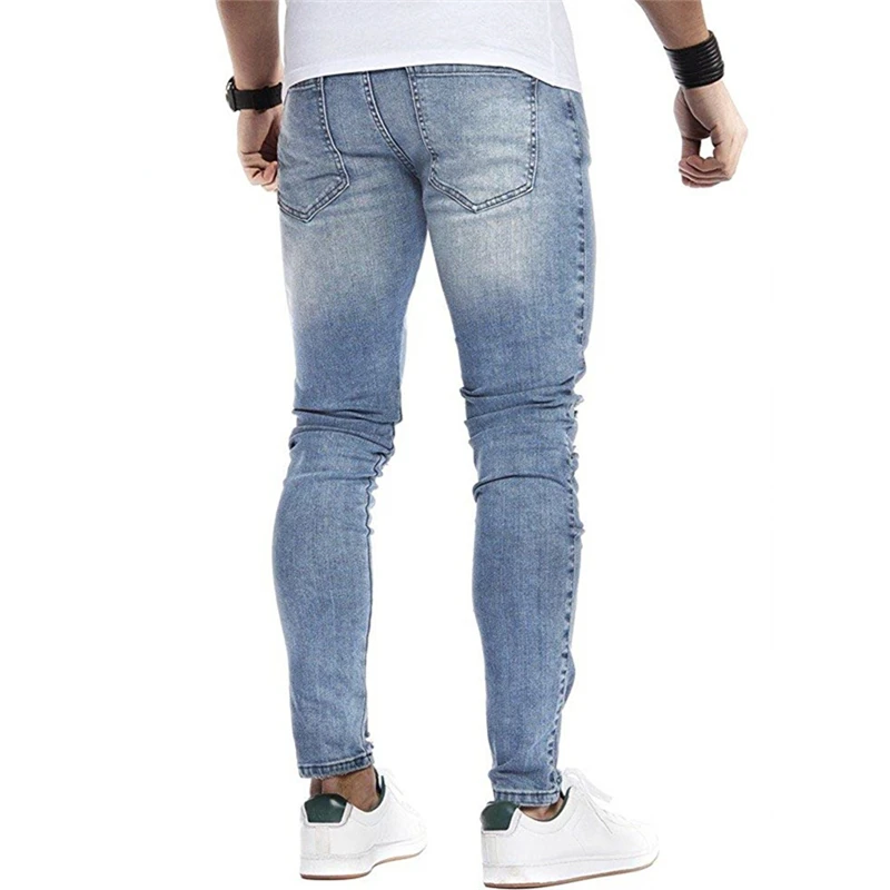 Men's Fashion Causal Pocket Zipper Slim Fit Shredded Long Jeans Pants Trousers Pantalones hombre para New Hot 2019 | Мужская одежда