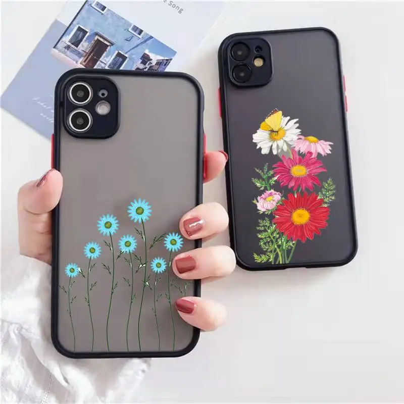 

daisy Flower painting pattern Phone Case matte transparent For iphone 7 8 11 12 13 plus mini x xs xr pro max cover