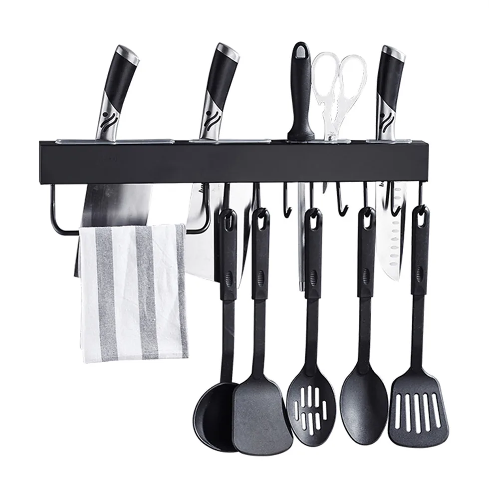 

Wall Mounted Kitchen Knife Rack Stainless Steel Pantry Cookware Dinnerware Kitchen Scissor Holder Shelf Storage Cutlery