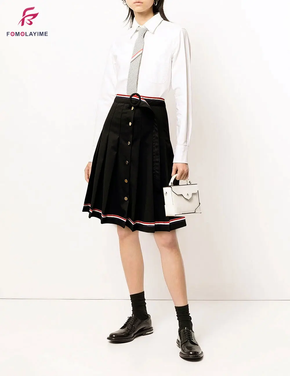 2021 summer new style short skirt hardware buckle pleated suit half skirt for women