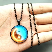 cartoon picture ice fire tai chi alloy necklace same style for men and women
