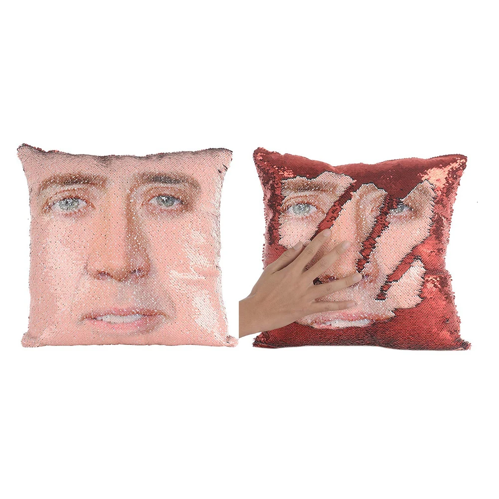 Двусторонний Чехол-Подушка с забавным принтом и блестками Волшебная наволочка