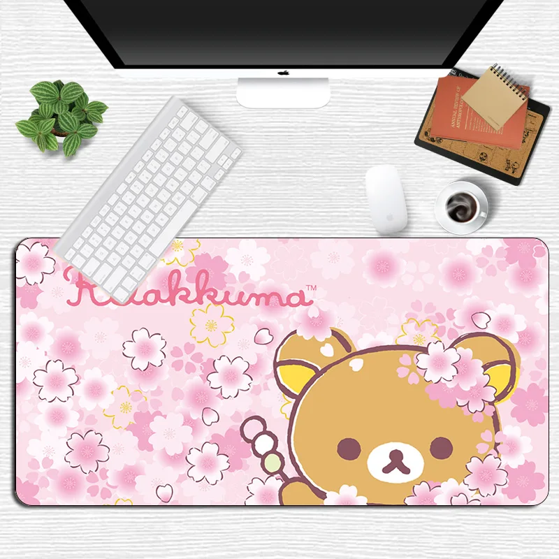 

Cute Keyboard Gaming Mousepad Durable Rubber Locking Edge Large Cartoon Rilakkuma Mouse Pad Otaku Laptop Fashion Office Desk Mat