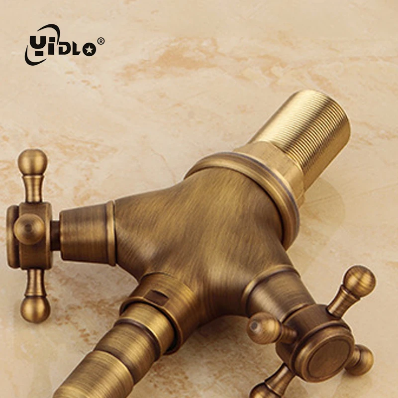 Антикварные смесители для раковины кухни латунь холодная и горячая вода кран