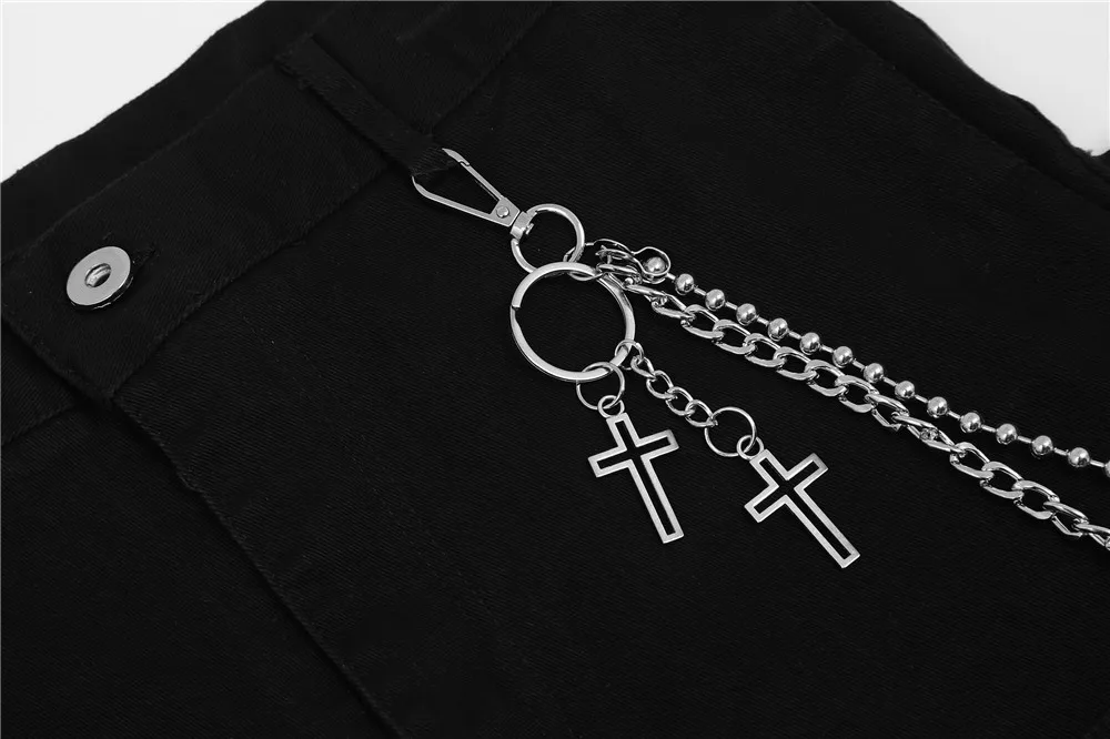 

Chain accessories cargo pants japanese streetwear mens hip hop clothing techwear trousers zipper tactical pants 20135