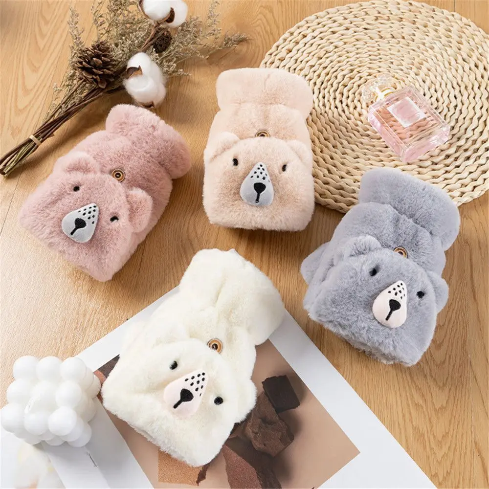 

Fashion Cute Winter Animal Ear Fur Gloves Plush Mittens Thicken Warm Soft