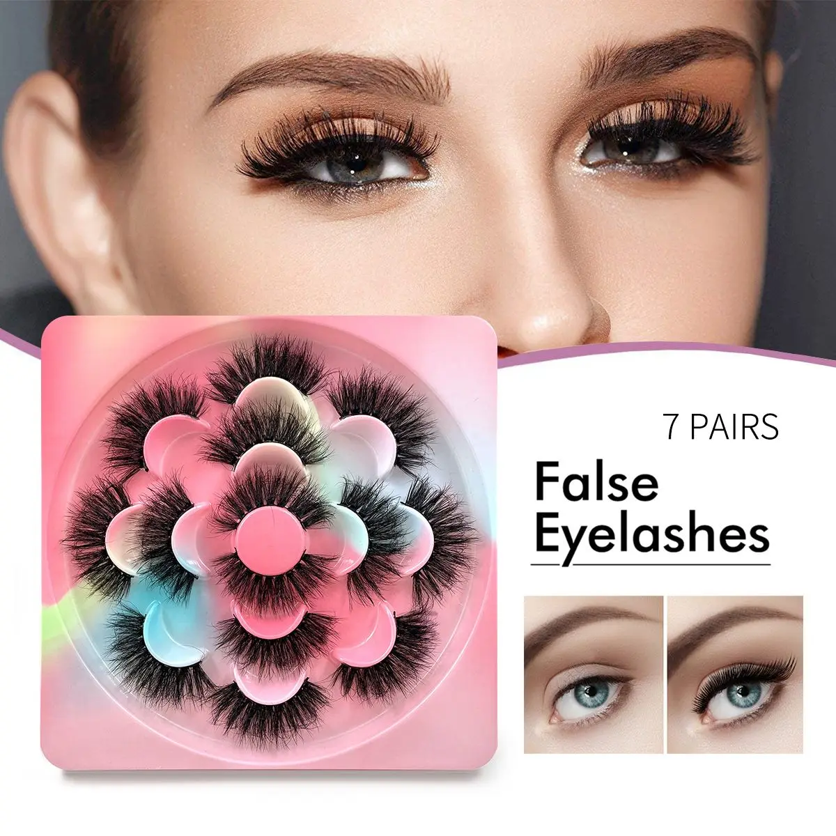 

Reusable Messy Natural Long Dramatic Fluffy Fake Lashes 8-25mm 3D Mink Hair Eye Extension Full Strip False Eyelashes