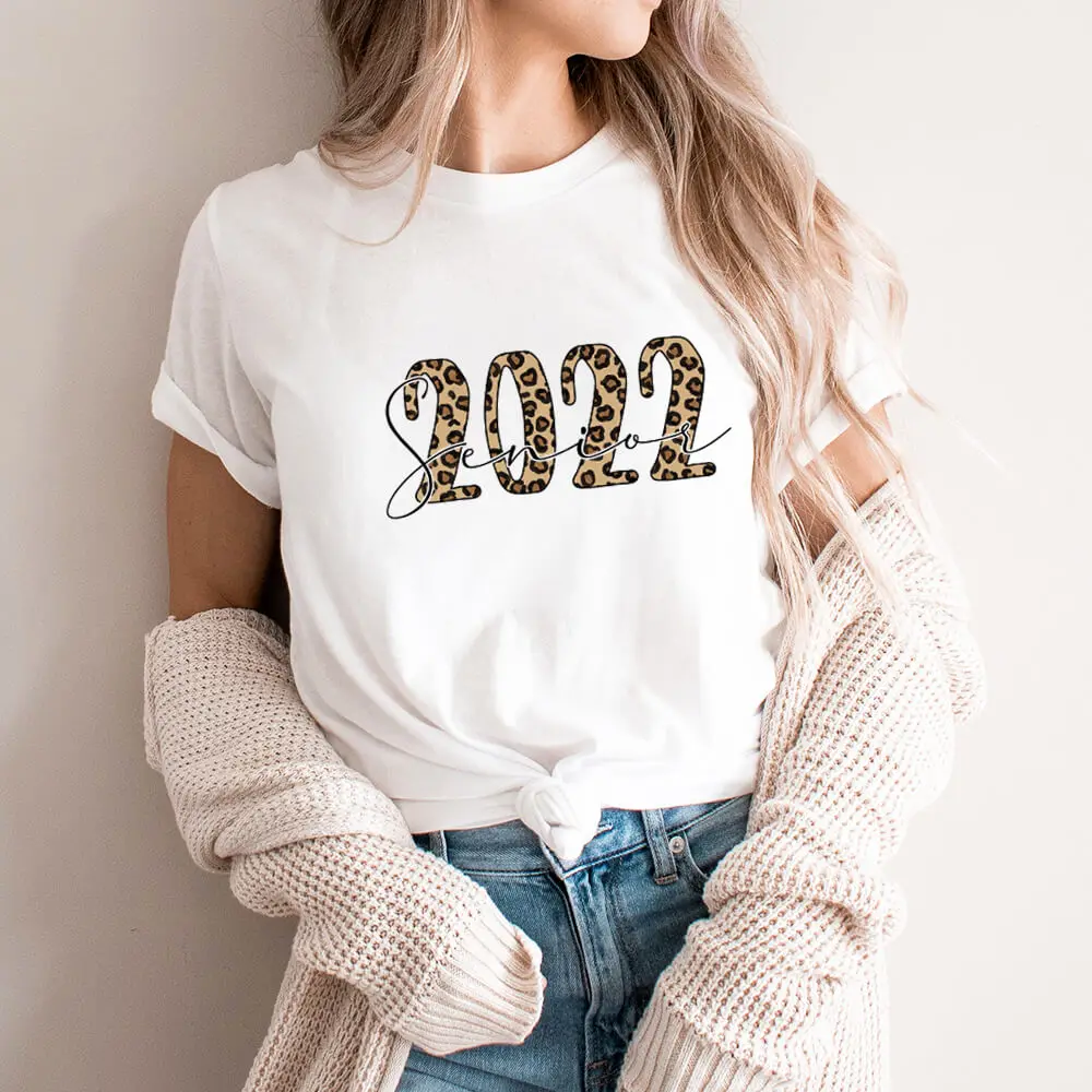

Женская футболка с леопардовым принтом, 2022 хлопок, забавная Летняя Повседневная футболка с коротким рукавом в стиле унисекс, подарок на выпускной