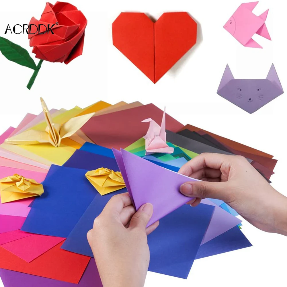 

Бумага для оригами, 100 листов, 20x20 см, 8 дюймов, яркие цвета для декоративно-прикладного искусства, проектов, школьные канцелярские принадлежн...