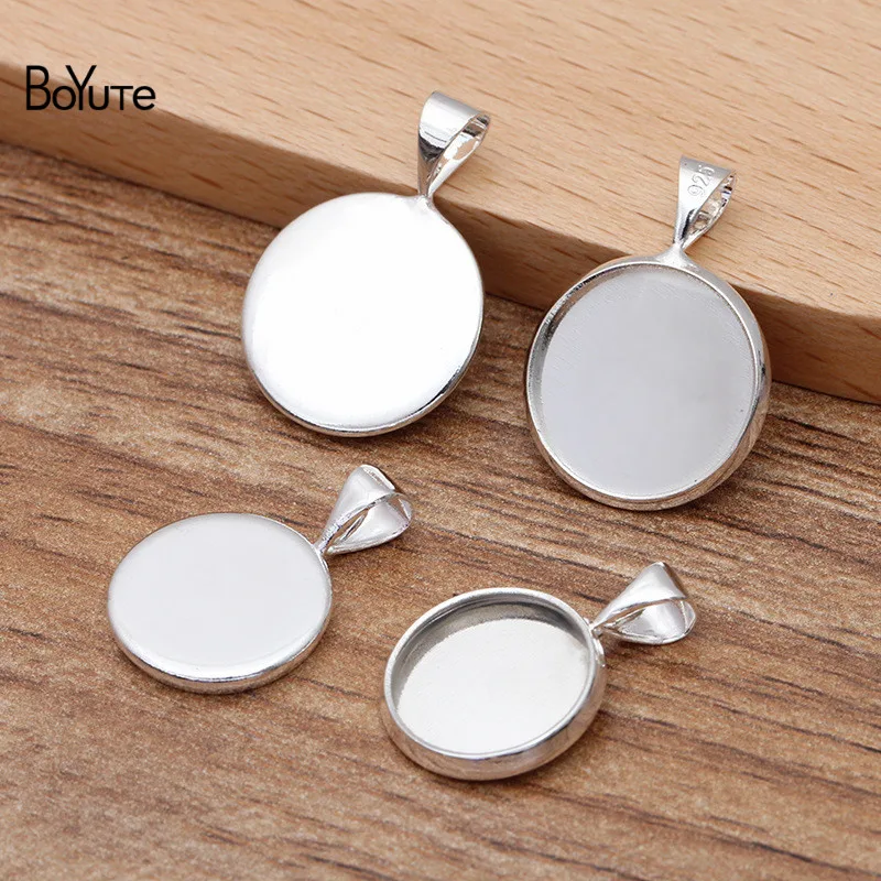 

BoYuTe (100 Pieces/Lot) Round 12MM 14MM Cameo Cabochon Base Setting Diy Silver Blank Pendant Tray Hand Made Jewelry Accessories