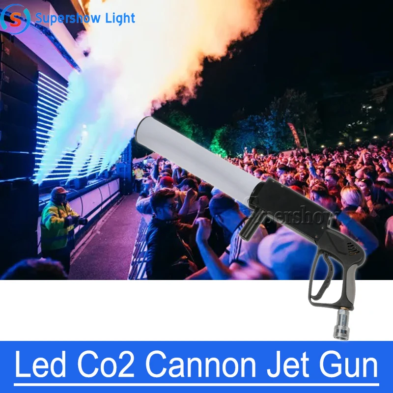 Cheap Pistola de chorro de CO2 con luz LED, máquina de chorro de CO2 para escenario de DJ, colorida, antiniebla, equipo de efecto de fiesta, Disco, mango RGB
