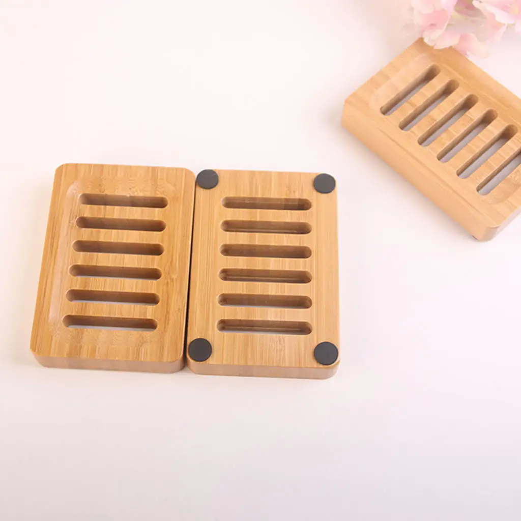 Bamboo Soap Dish Rectangular Clean Wooden Container Natural Color Sponge Holder for RV Bathtub Countertop Sinks Outdoor | Дом и сад