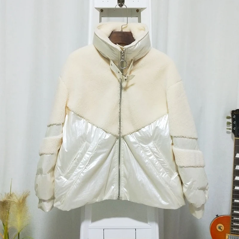 Fitaylor зимние свободные белые пуховики на утином пуху Женская Лоскутная парка из