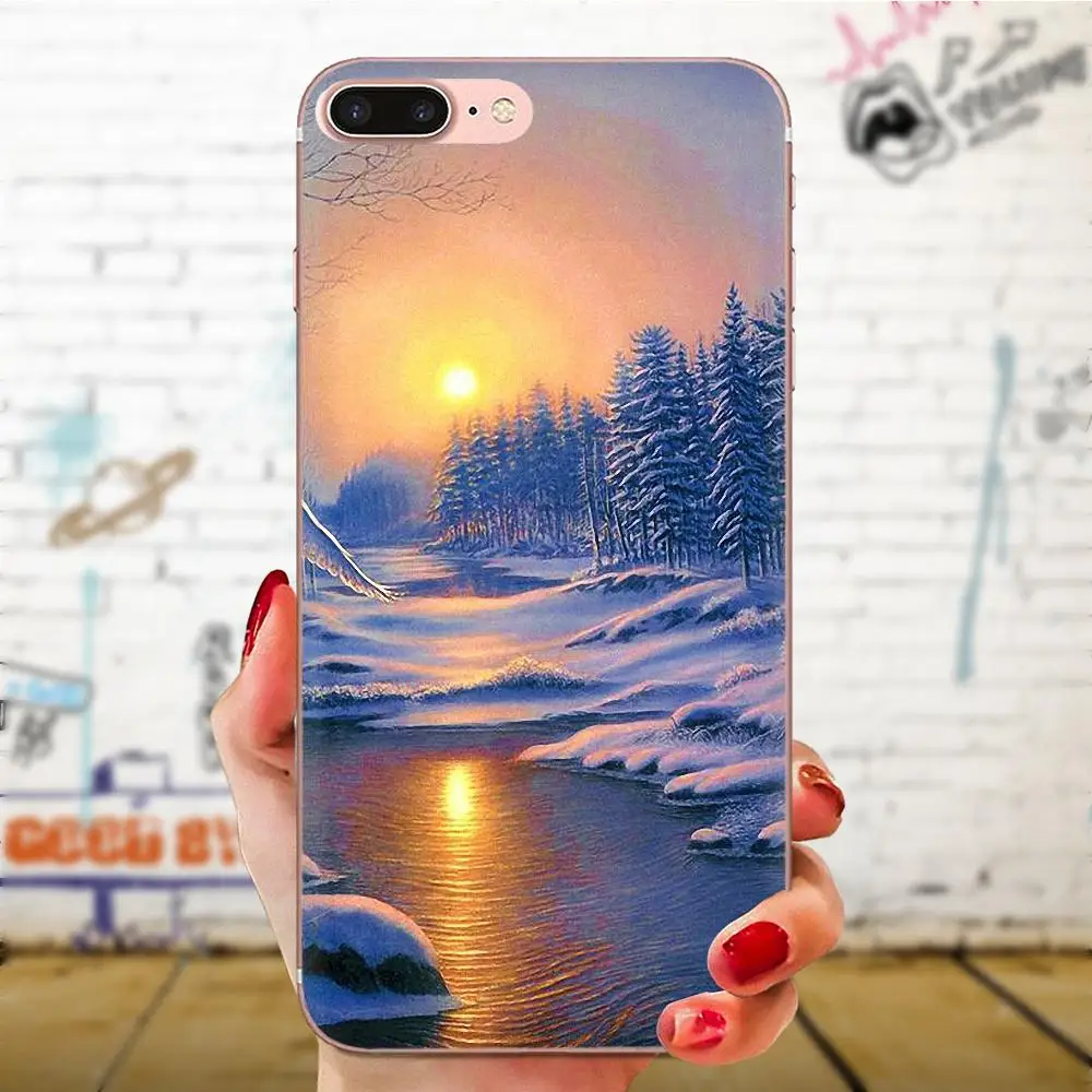 Зимний Снежный лес мягкий модный чехол для Apple iPhone 11 Pro X XS Max XR 4 4s 5 5C 5S SE 6 6S 7 8 Plus |