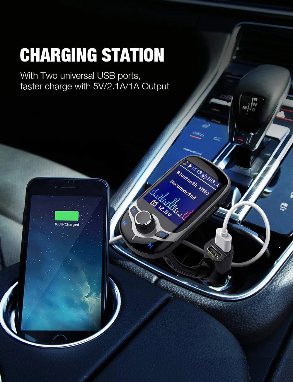 JINSERTA Автомобильный MP3 музыкальный плеер Bluetooth 5,0 приемник FM USB передатчик QC3.0 зарядное устройство U диск/TF карта AUX lossless музыка