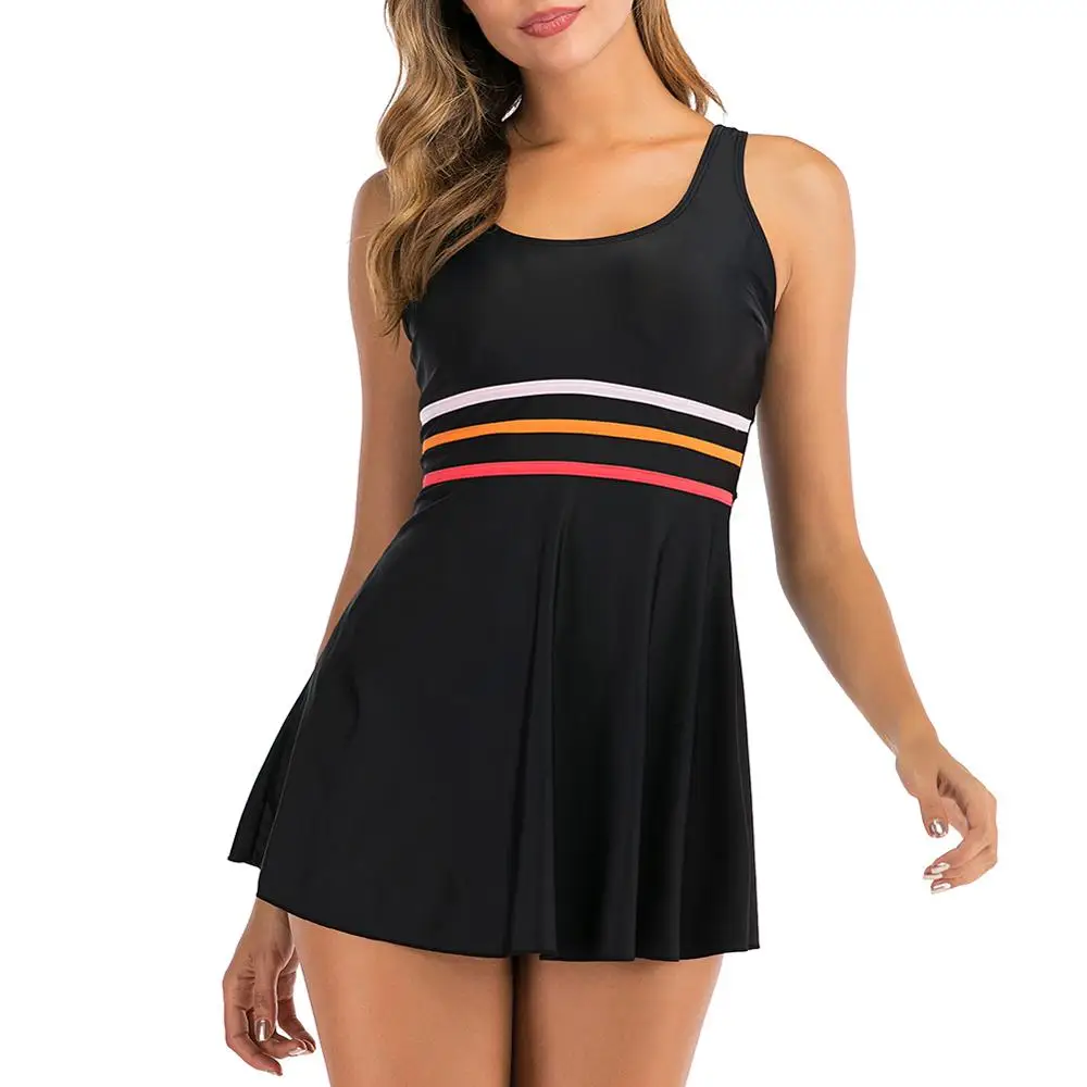 Полосатый черный купальник для женщин 2020 размера плюс танкини купальный костюм