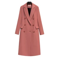 long blazer women solid notched collar double breasted ol flap pocketsblazers and jackets elegant 2021 fashion autumn clothing