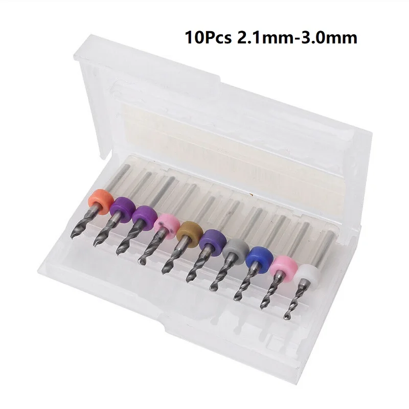 

10pcs PCB 2.1-3.0mm Micro Drill Bits Carbide CNC Wood Engraving Machine Tools