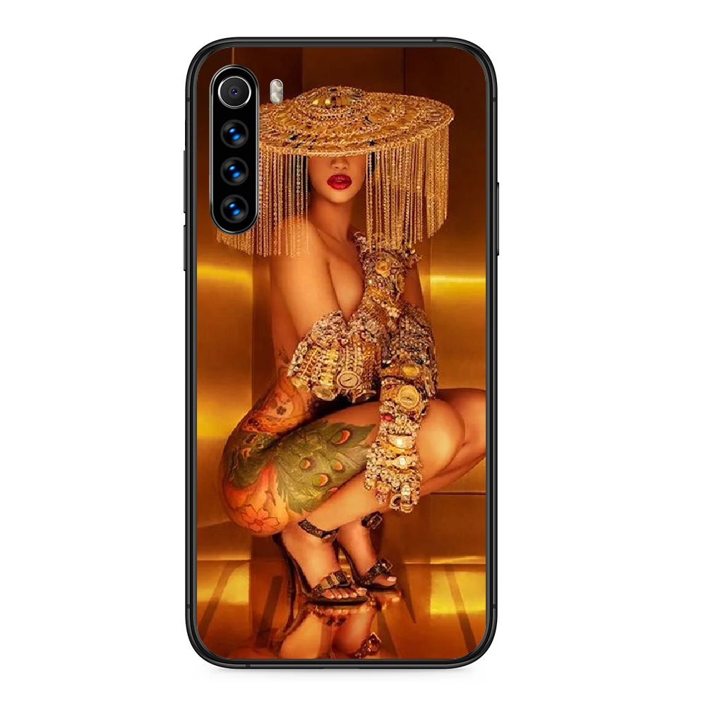 Чехол Cardi B Женский для телефона Xiaomi Redmi Note 4A 4X 5 6 6A 7 7A 8 8A 4 5A 8T Plus Pro черный