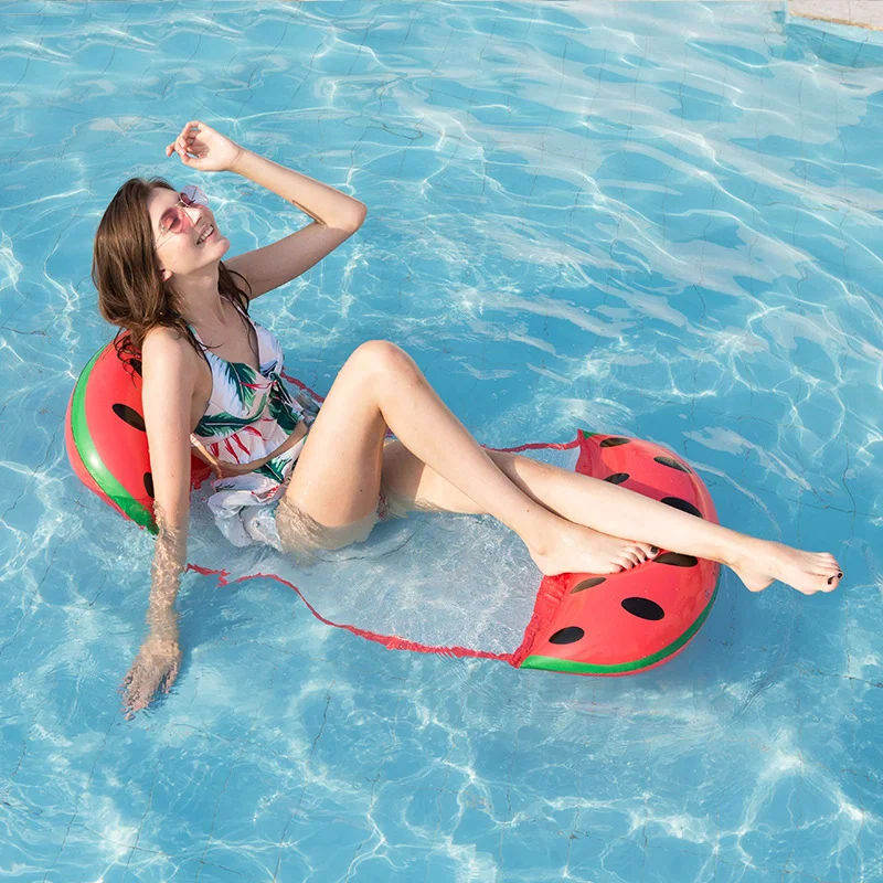 

Swimming Floating Bed Adult Striped Clip Net Hammock Foldable Bed Inflatable Backrest Striped Floating Row Send Pump Swim Tool