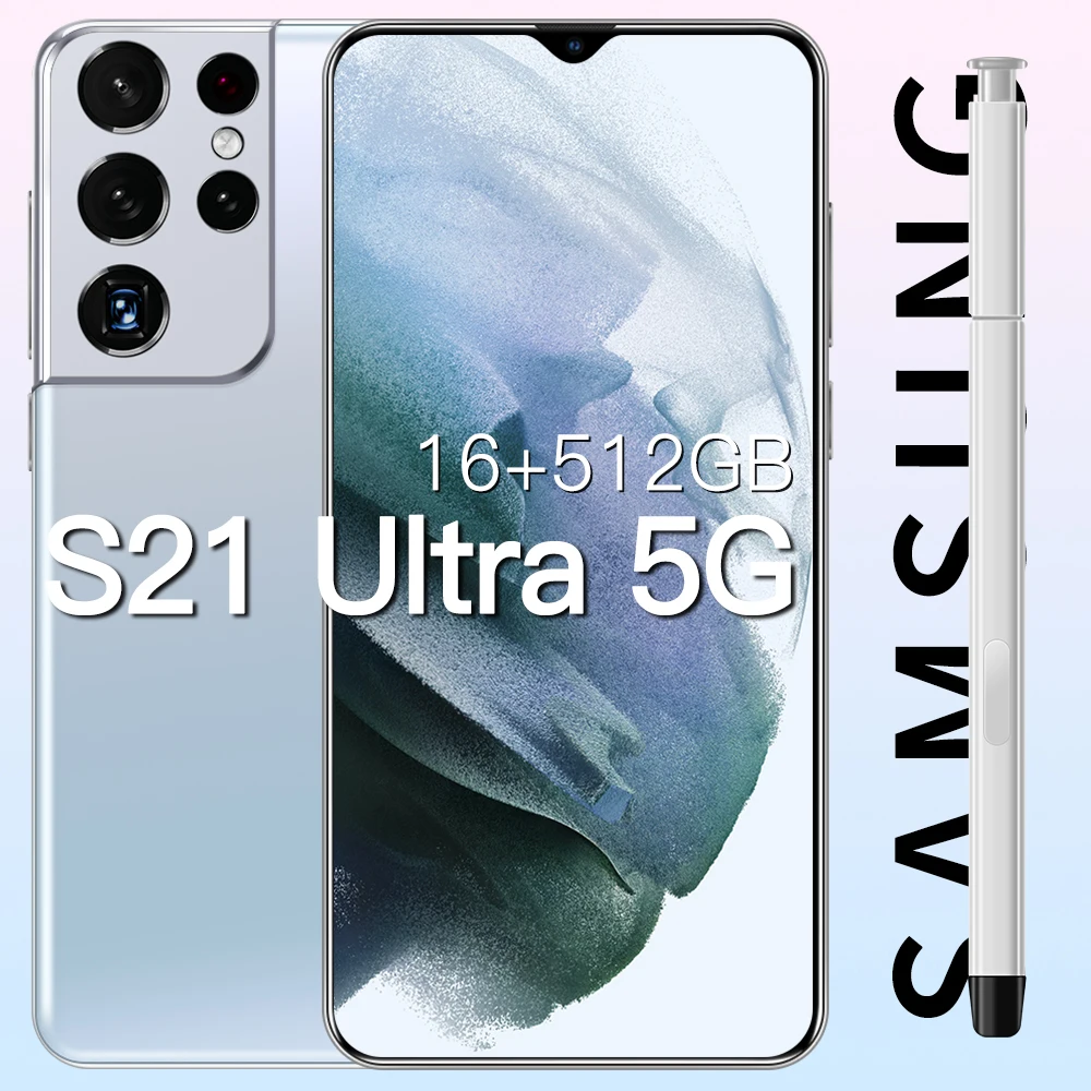

2021 Global Version 6.7 inch S21 Ultra 5G Smartphone Andriod11.0 Dual SIM 16GB RAM 512GB ROM4G LTE 5G 6800mAh MobilePhones