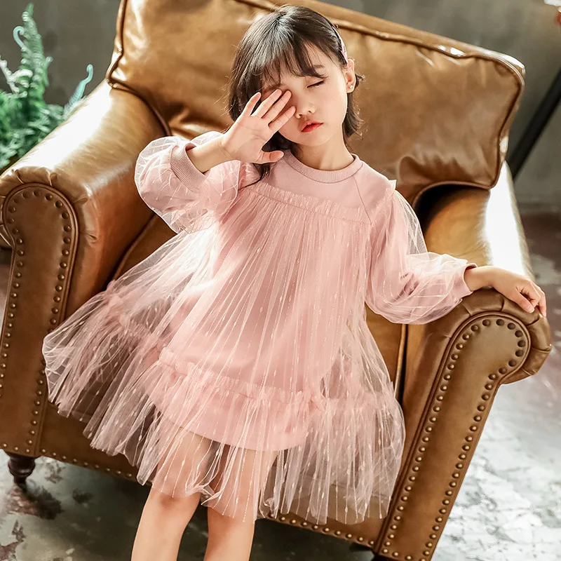 

Kids Dress Tulle for Girls with Sleeves 2020 Autumn Girls Dresses for Party and Wedding Mesh Ball Gown Princess Dress Girls