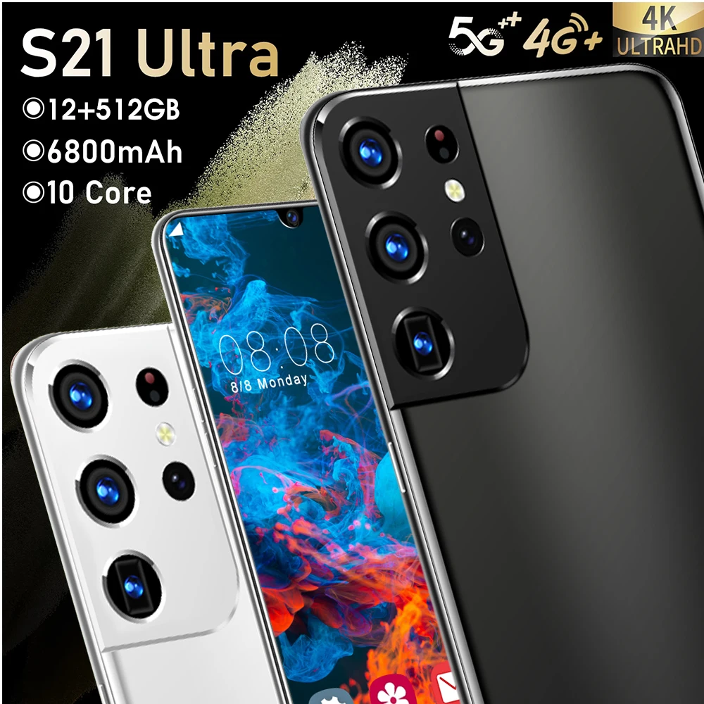 

Hot Sale New S21ULTAR 6.6 Inch HD+ Smartphone 10Core 12GB+512GB 6800mAh Google Dual SIM Android 10 Cellphone Global Version