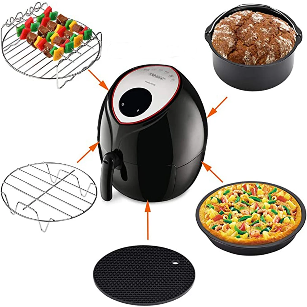 

8pcs/set 7 Inch / 8 Inch Air Fryer Accessories for Gowise Phillips Cozyna and Secura Fit all Airfryer 3.7 4.2 5.3 5.8QT