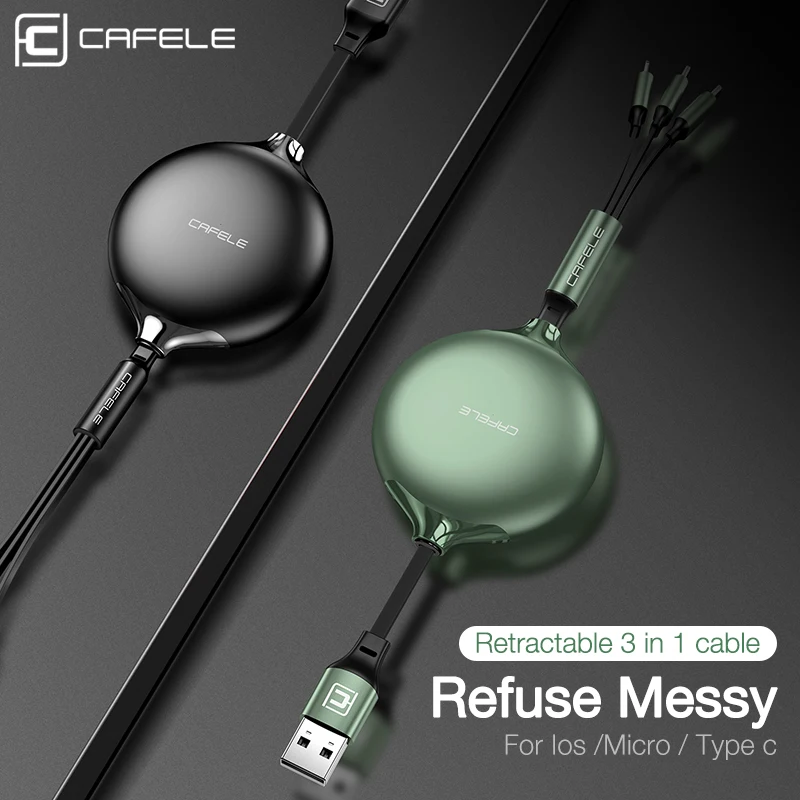 Cafele новейший 3 в 1 USB-кабель для iPhone Android и зарядный кабель Type-C 120 см 3A Быстрая