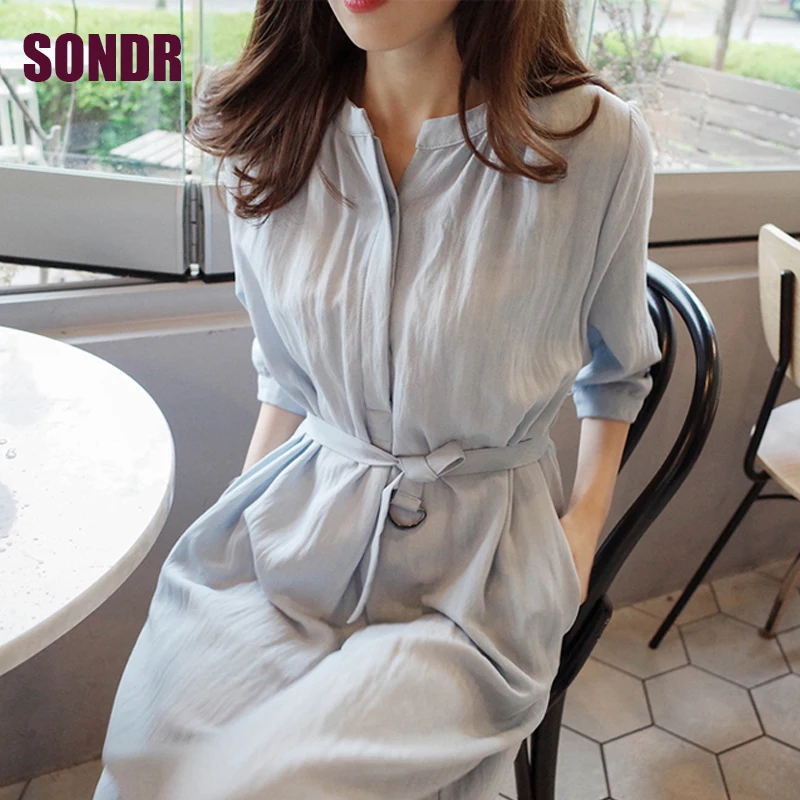 

One Piece Ladies Elegant Summer Dresses Harajuku Dress Korean Chic Round Neck Cotton Linen A-Line Midi Dress Street Dresses