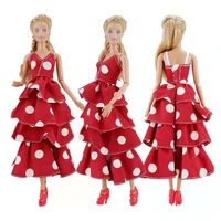 11 5 chiffon red dotted polka dress for barbie clothes princess party gown 16 bjd accessories for barbie doll clothes kids toy