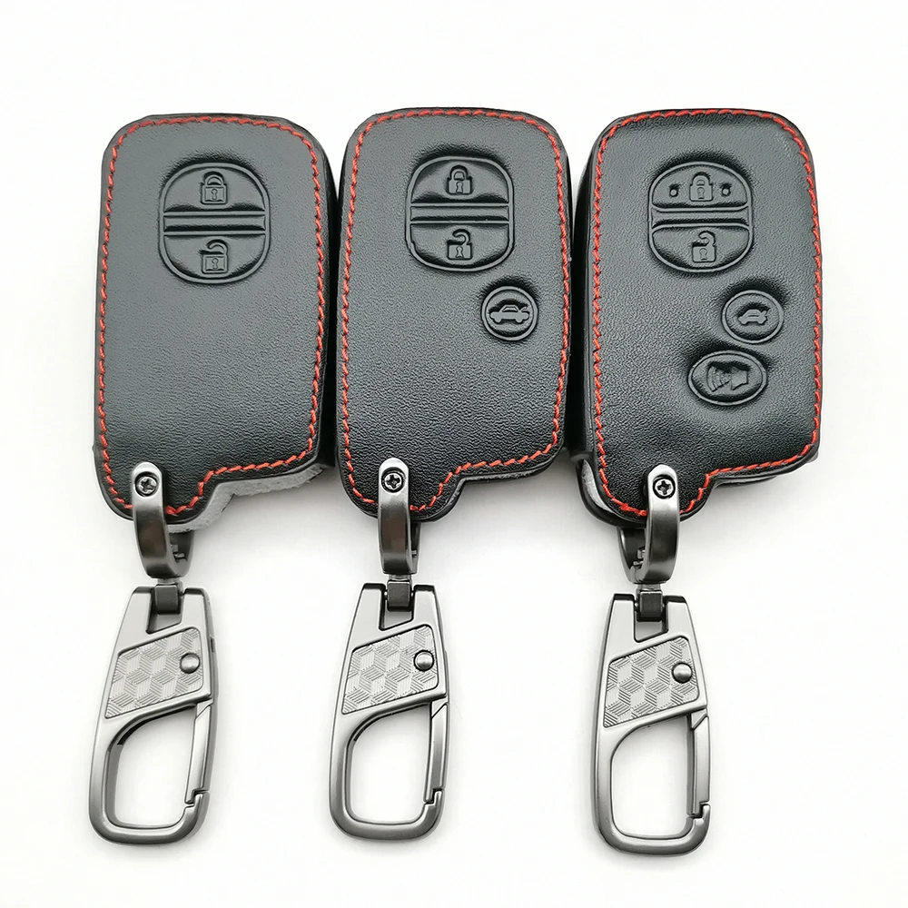 

2/3/4 Button Leather Key Fob Shield Cover Case For Toyota Camry Corolla Avalon Rav4 Land Cruiser Remote Car Key Holder Protector