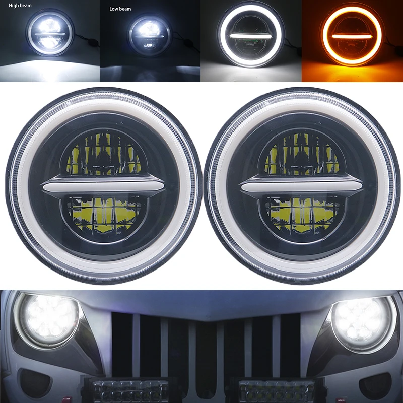 2 шт. для lada 4x4 светодиодные фары 7 дюймовый круглый высокий низкий пучок DC 12v 24v