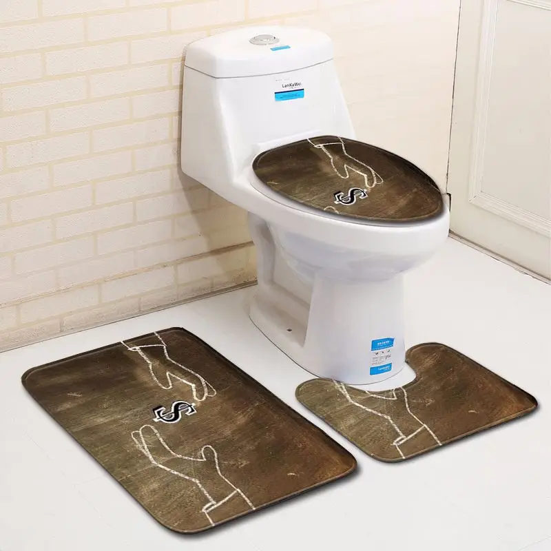 

Zeegle Anti-slip Bathroom Mat Set Toilet Rug Printed Flannel Anti Slip Bath Mat Rugs Home Decor 3Pcs/set Bathroom Rugs