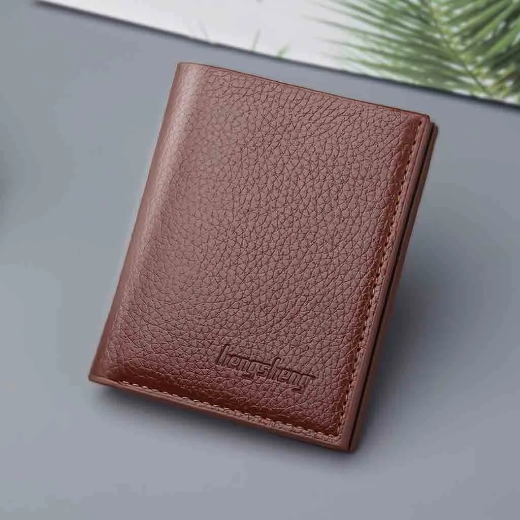 Мужской бумажник роскошный кожаный мужской короткий вертикальный ультратонкий