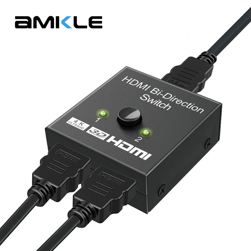 AMKLE HDMI Сплиттер 4K HDMI адаптер 1in-2out или 2in-1out двунаправленный коммутатор для DVD Mac ноутбука ТВ монитор и т. д